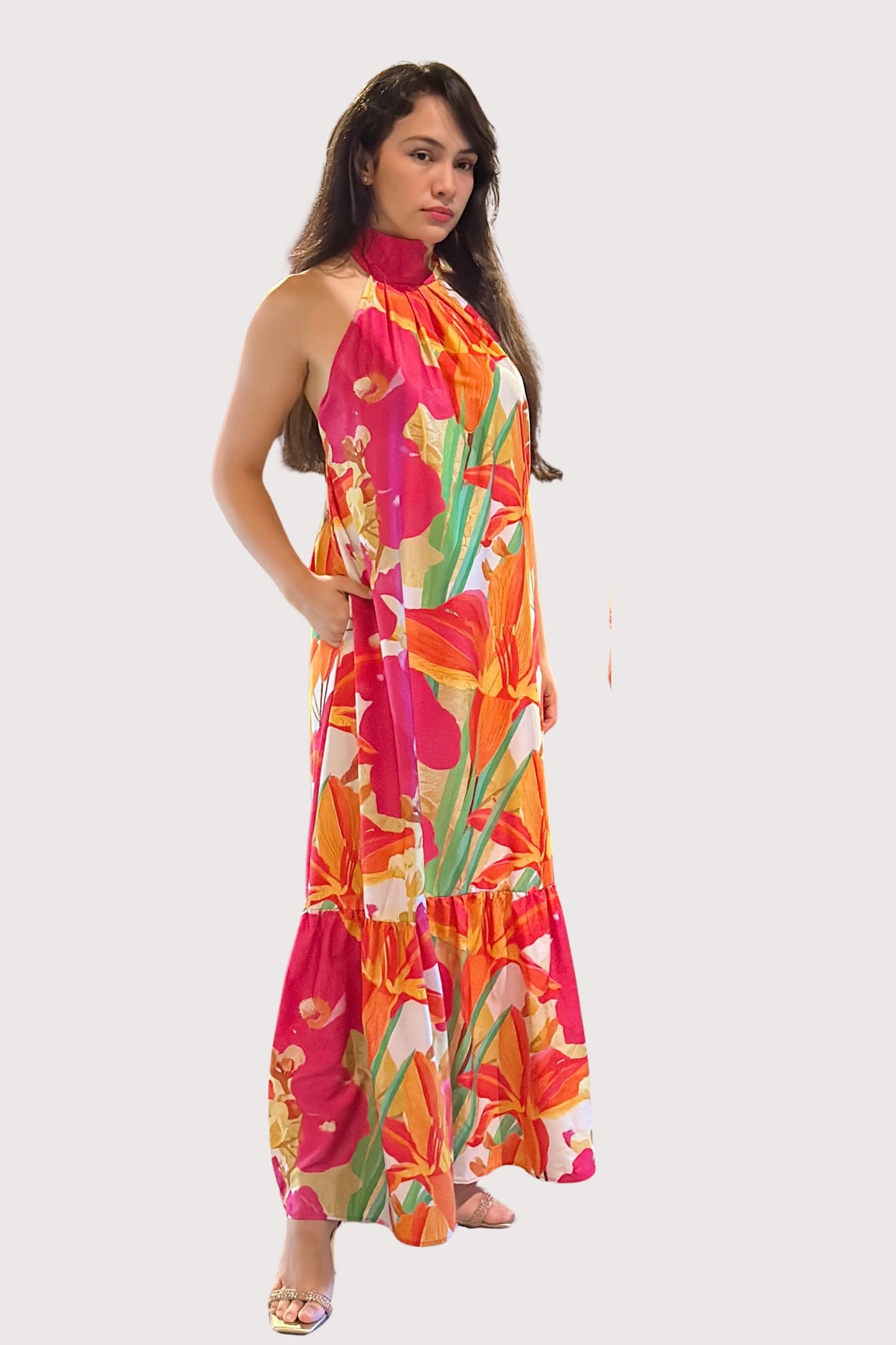 Vestido Halter Flores