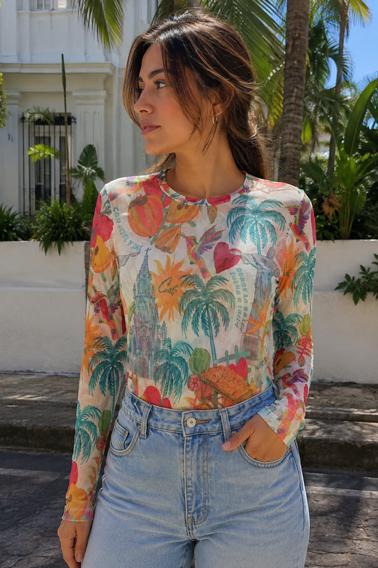 Blusa Mesh Beige "Mi Cali"