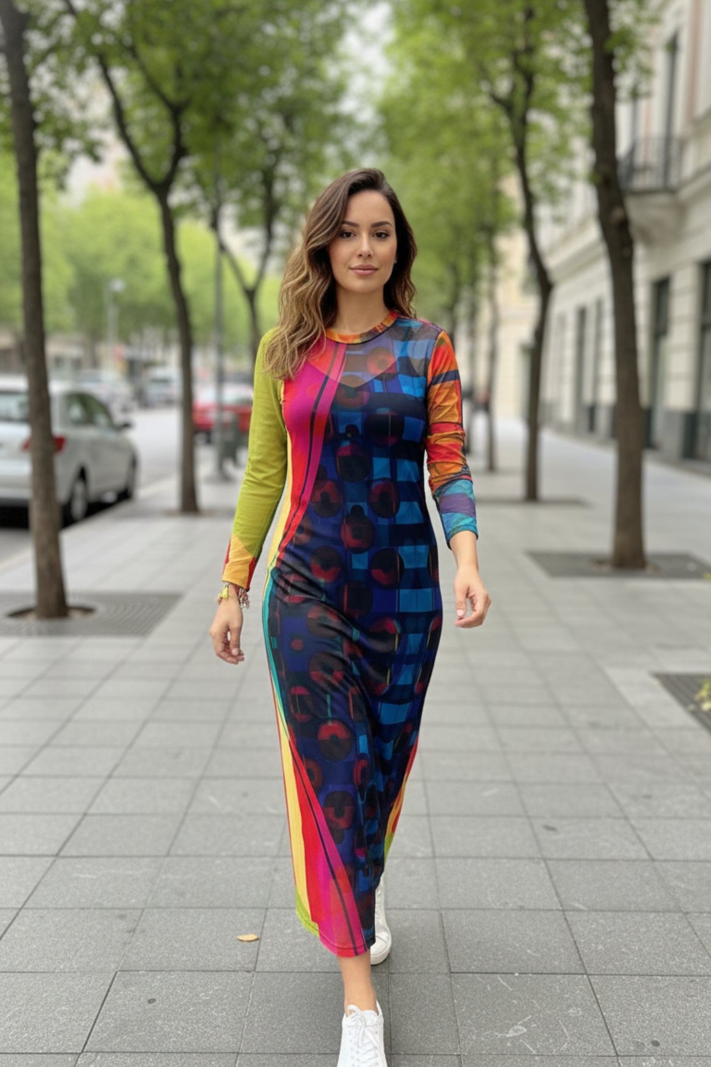 Vestido Mesh Abstracto