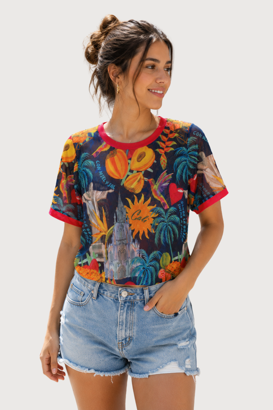 Blusa Mesh Azul Mi Cali