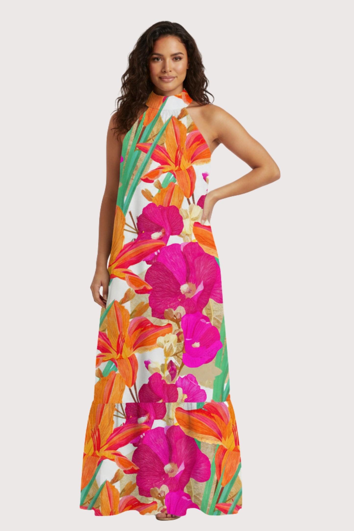 Vestido Halter Flores